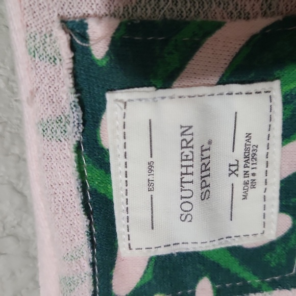 Southern Spirit Tropical Leaf Print Hoodie size XL Pink Green - Picture 2 of 7